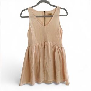 PIKO 1988 PEACH SLEEVELESS V NECK BACK ZIPPER COTTON MINI DRESS SIZE MEDIUM